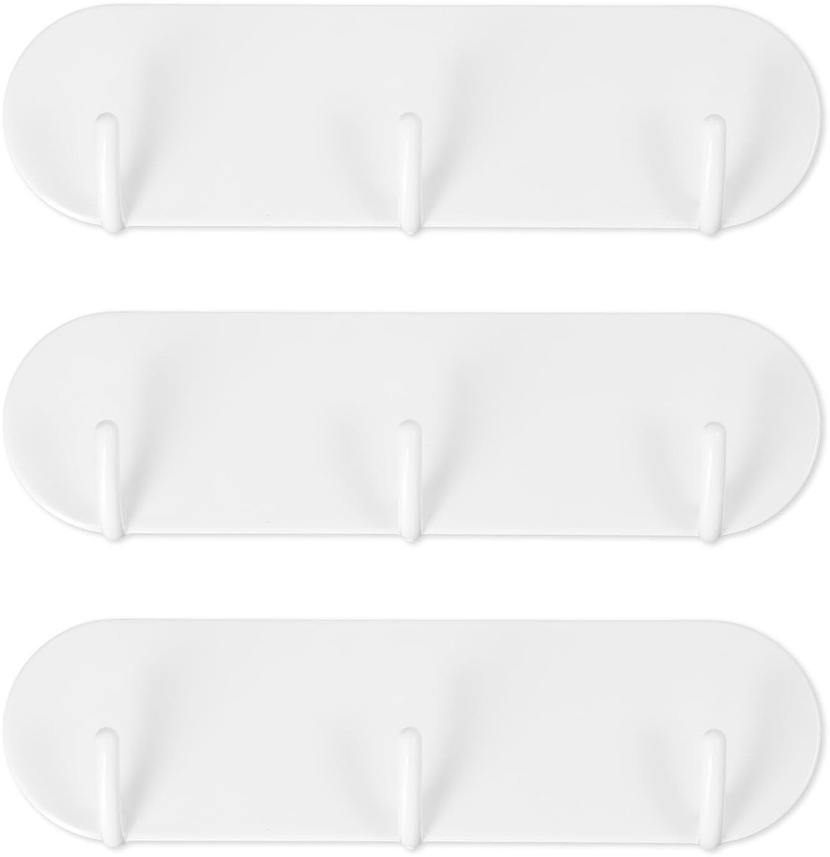Dailygoods - Magnetische sleutelhanger, wit, 3 stuks, sleutelhanger met 3 haken voor koelkast, keuken, capaciteit 0,8 kg, magnetische haken, organizer voor thuis