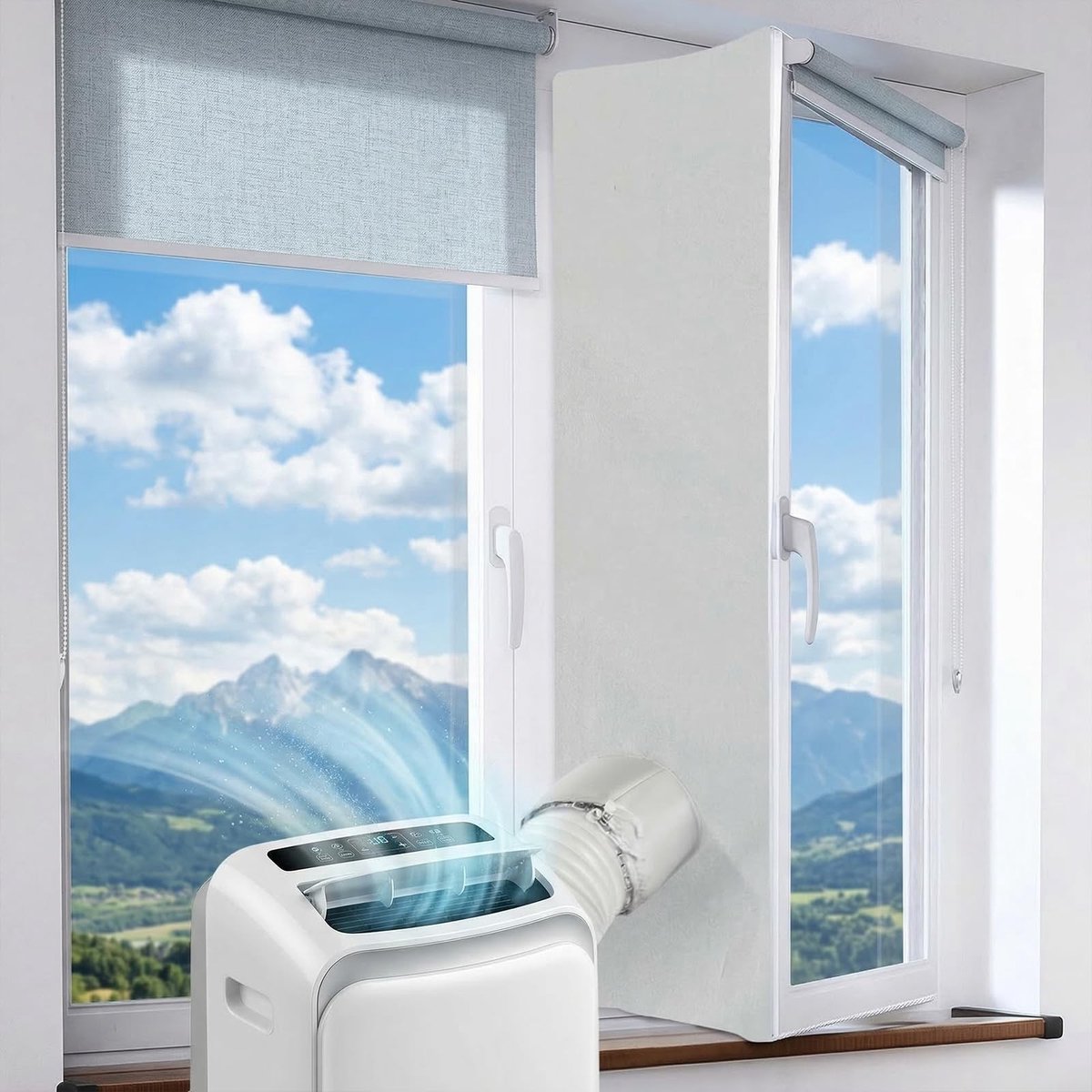 Dailygoods- Vensterafdichting universeel 400cm - Raamafdichtingskit mobiele airco - Eenvoudig te installeren - Draagbare airconditioning - Afdichting voor droger - Effectieve isolatie - Raamafdichting
