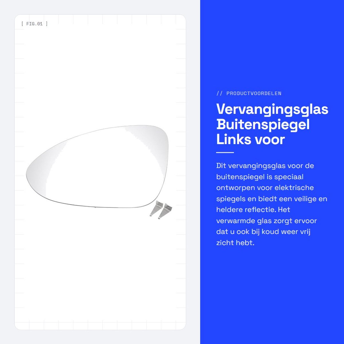 Dailygoods - Vervangingsglas Buitenspiegel Links voor Auto Wit Verwarmd