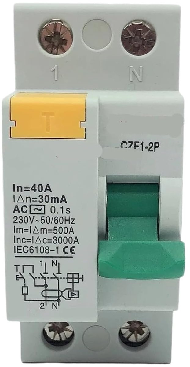 Aardlekschakelaar - Stroomonderbreker - Veilige Elektrische Installatie - Type A/AC/B Bescherming - 2P 4P - Grijs