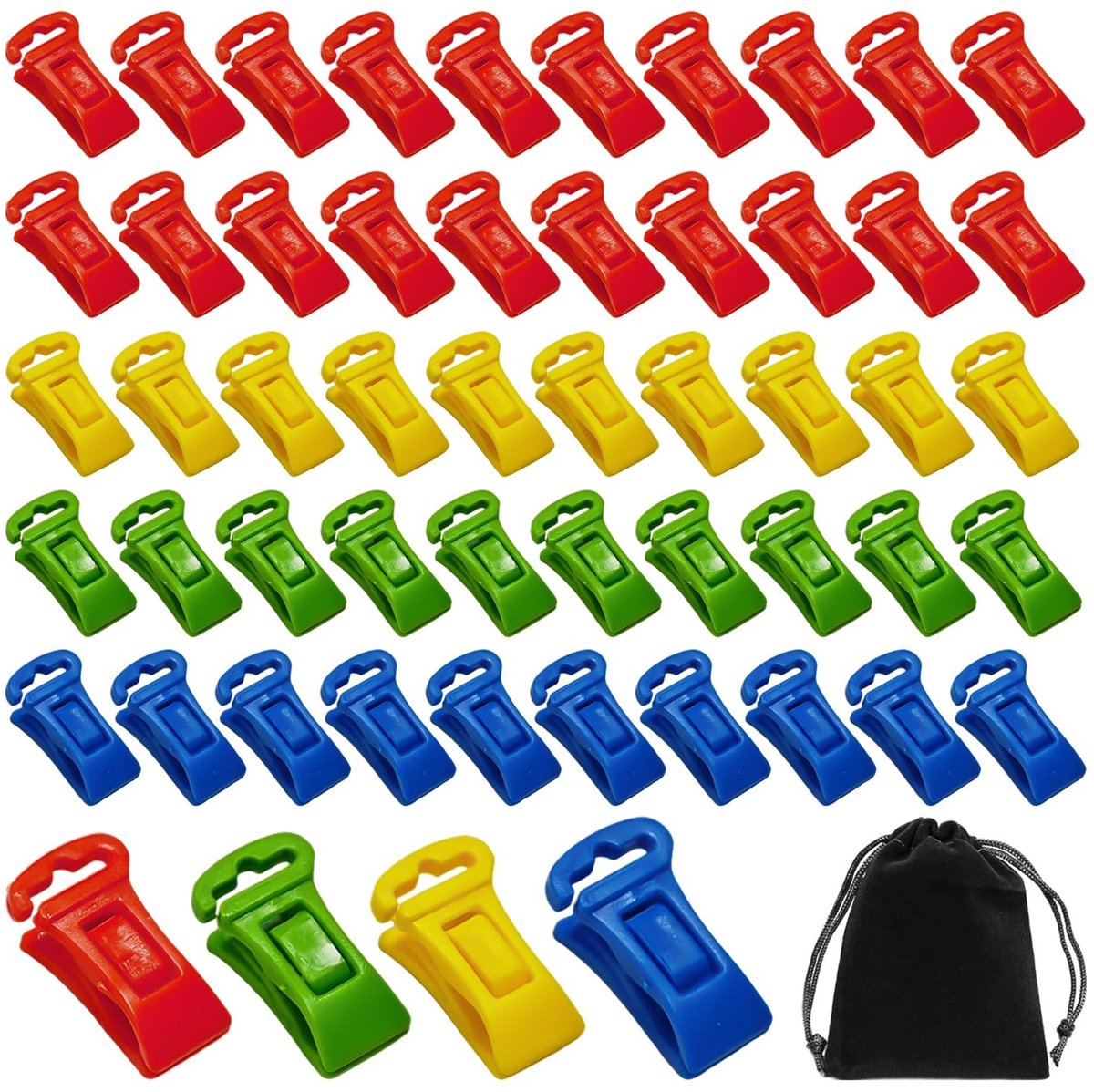 Dailygoods- Sokkenklemmen 50 Stuks - Sokkenclips - Sokkenknijpers - Draagbare Sokkendroogklemmen - Opbergtas - Kunststof 29 x 13 x 10 mm - Sokkenclip