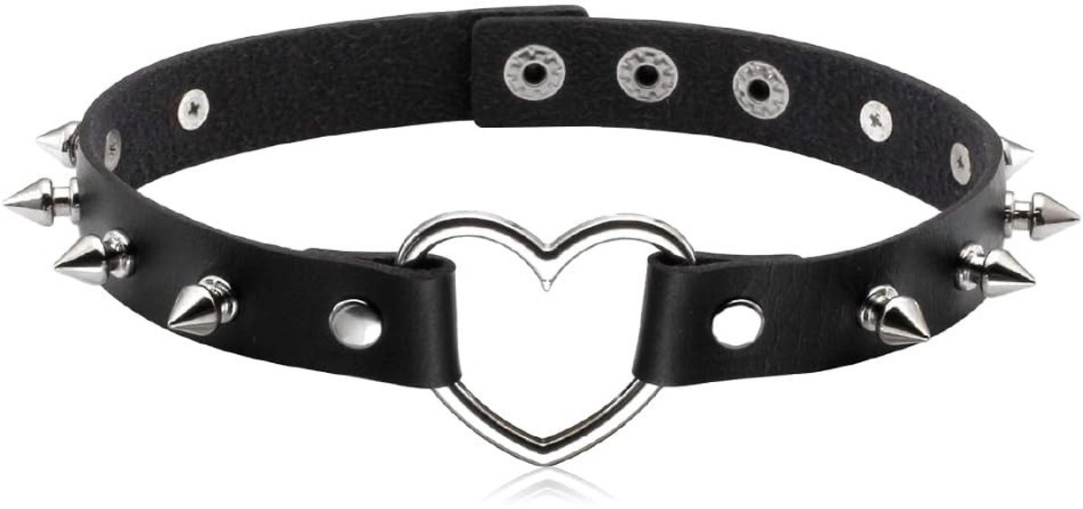 Dailygoods- Choker Halsketting Verstelbaar - Legering - Kunstleer - Gothic-Stijl - Perfect voor Feestjes - Duurzaam en Comfortabel