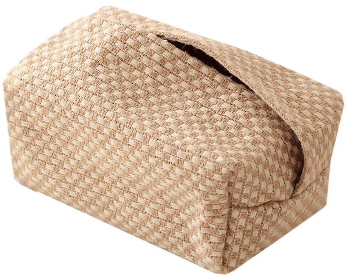 Dailygoods - Tissuebox van linnen en katoen, moderne zakdoekjeshouder, cosmeticadoekjesbox, jute zakdoekdispenser voor papierdispenser, voor woonkamer, slaapkamer, 1 stuk B
