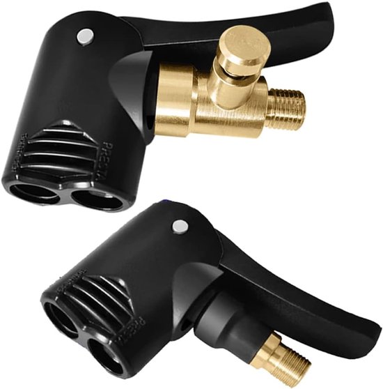 Fietspomp Adapter - Dubbele Kop - Banden Oppompen - Messing Materiaal - 62 x 40 mm - Zilverkleurig — afbeelding 4