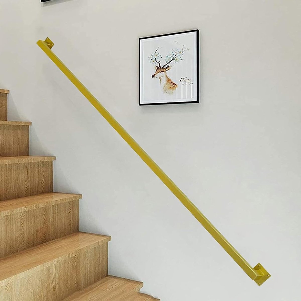 Wandmontage Trapleuning - Veiligheidsgreep Metalen - Veilig Lopen - Smeedijzer Duurzaam - Tot 600cm - Goudkleurig
