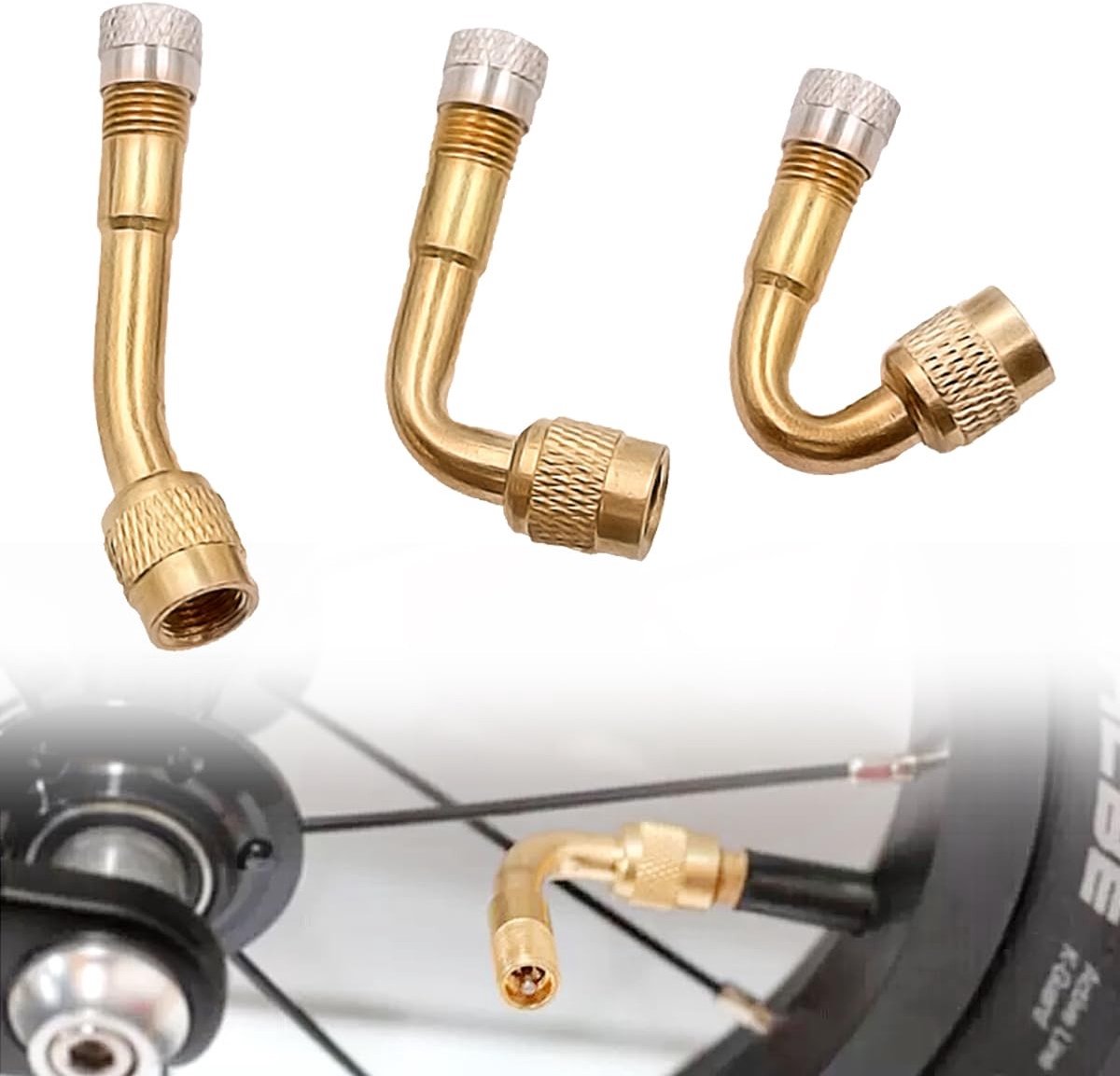 Dailygoods - Ventielverlenging, autoventieladapter, ventieladapter, hoek, Frans ventiel, adapter, bandenventielverlenging voor auto, motorfiets, fiets, scooter, 45, 90, 135 graden