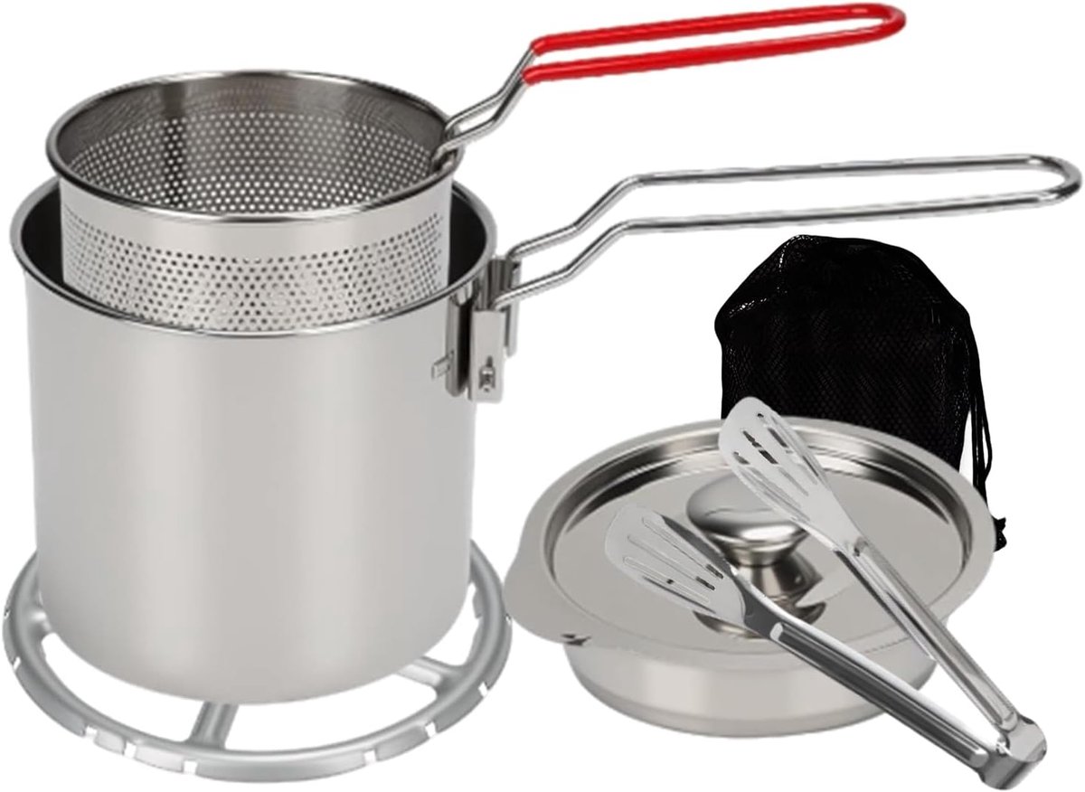 Mini Friteuse - Kleine Frituurpan - Thuis Koken - Spatvrij Frituren - 1.2 L - Zilver