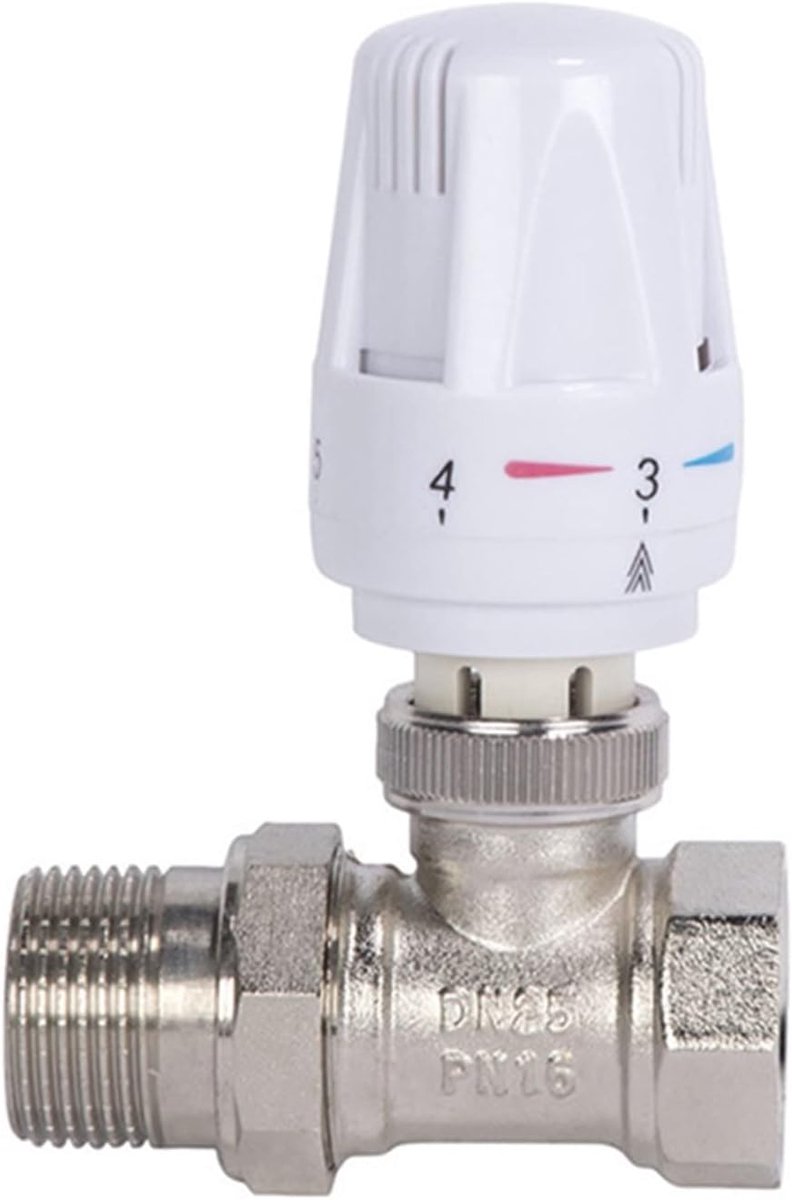Thermostatische radiatorventiel - Automatische regelaar - Verwarming regelen - Messing constructie - 1/2 inch tot 1 inch - Zilver