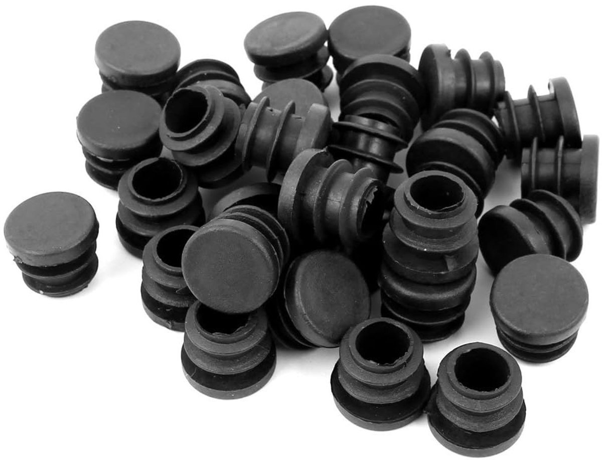 Dailygoods- Buisinzetstukken 30 Stuks - Ronde Plastic Eindkappen - Stoelpootdoppen 15 mm - Buisplugbeschermers - Duurzaam Zwart Plastic - Krassen Voorkomen - Buisdoppen