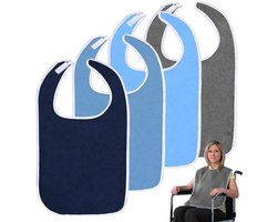 Dailygoods- Slabbetjes 4 stuks - Herbruikbaar - Wasbaar - Waterdicht - Verstelbaar - Kledingbescherming met klittenbandsluiting - Slab