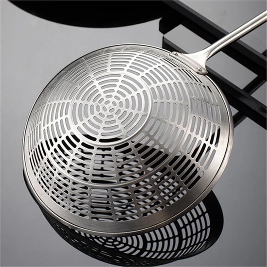 Roestvrijstalen Vergiet - Keukenzeef Skimmer - Frituren Groenten Scheppen - Verdikde Anti-verbranding Grip - 18 cm - Zilver — afbeelding 5