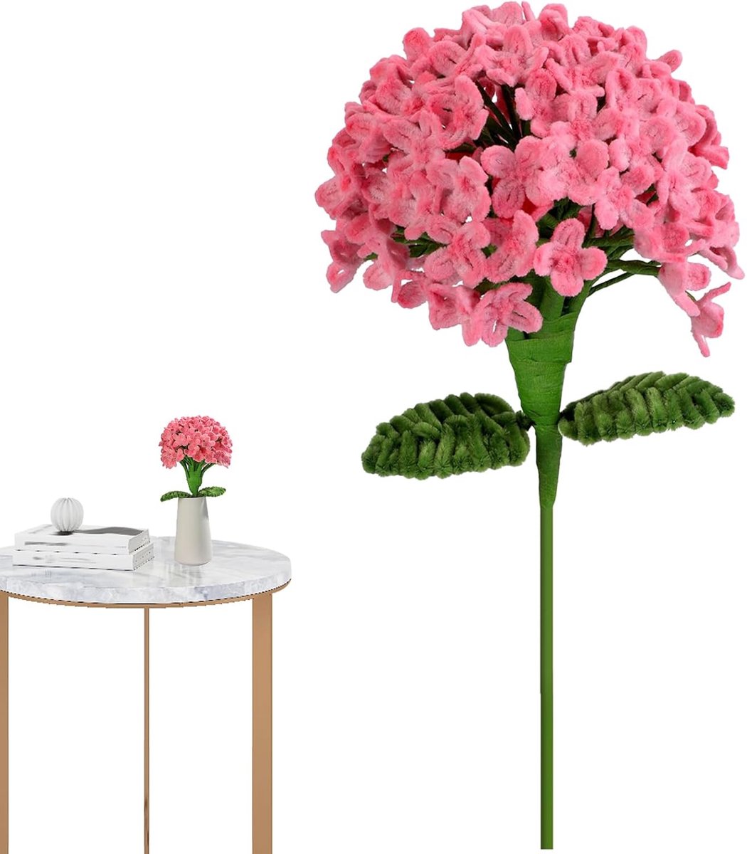 Haakbloem Kit - Brei Set - Decoratie Maken - Stapsgewijze Handleiding - 185 cm Hoog - Roze