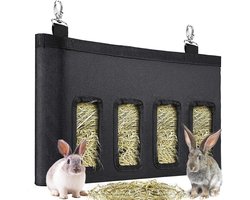 Hooitas Konijn - Knaagdier Voerbak - Netjes Voeren - 4 Voer Gaten - 45 cm - Zwart