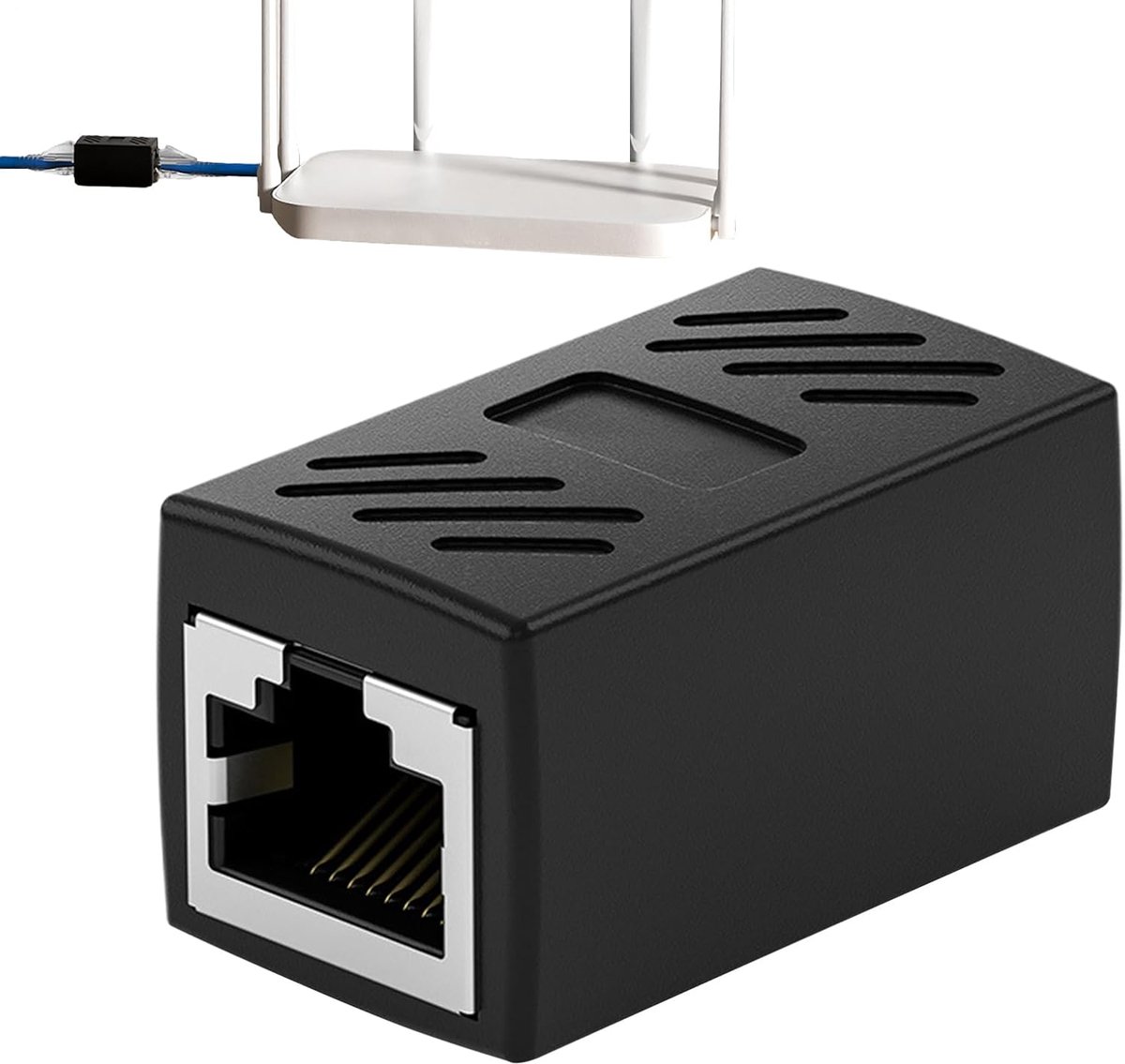 Ethernet Kabelverlenger - Netwerk Koppeling - Netwerk Uitbreiden - Hoge Signaalkwaliteit - 3.7 x 2.3 x 2.3 cm - Zwart