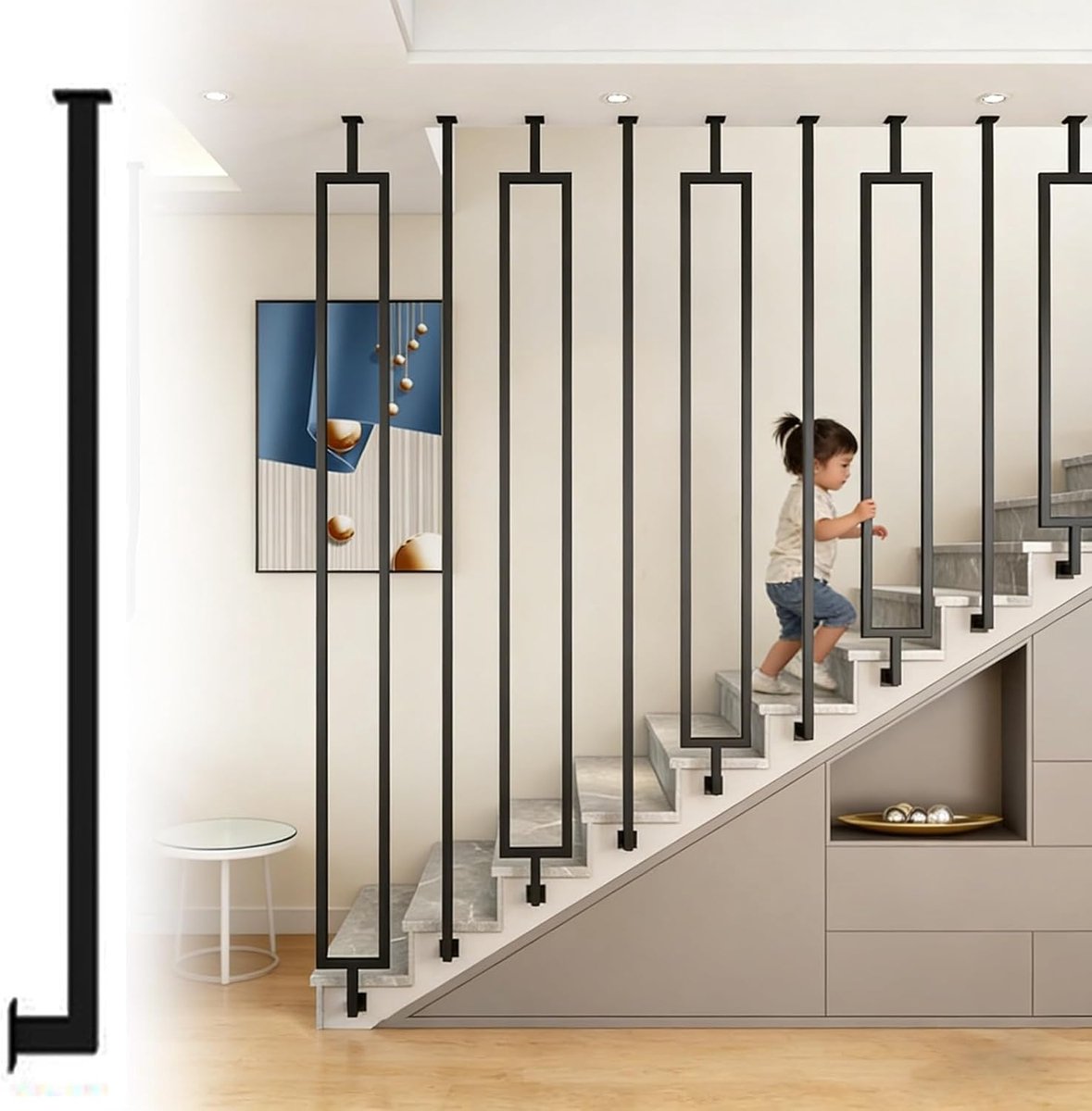 Metalen Balusters - Trapleuningen - Valbeveiliging - Aanpasbaar in maat - 160 cm - Grijs