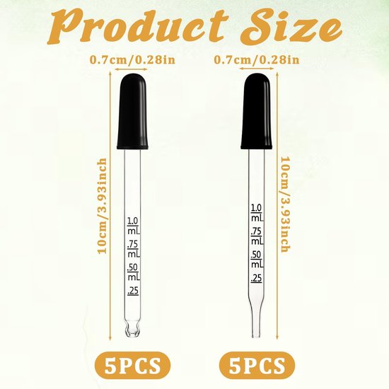 Dailygoods- Pipet 10 cm - Glazen Druppelaar 1 ml - Gegradueerde Transferpipet - Rubberen Kop - Voedselveilig - Chemisch Bestendig van Dailygoods — afbeelding 2