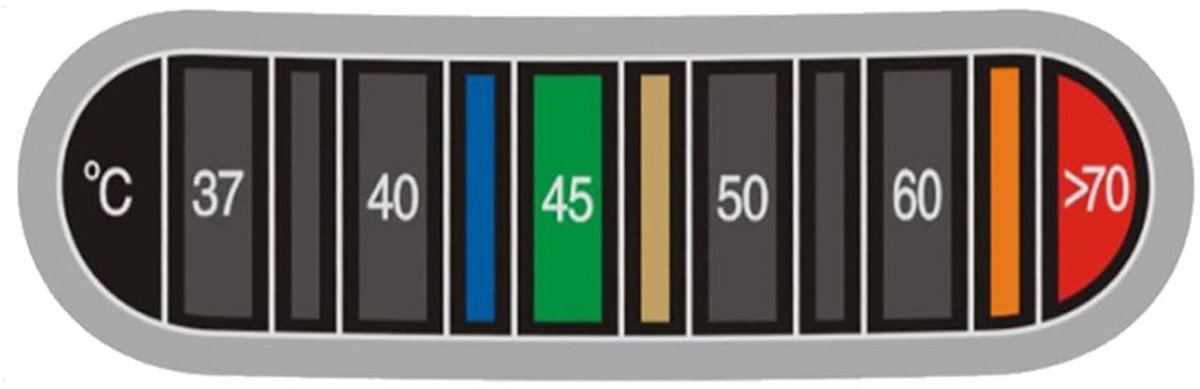 Zelfklevende thermometerstrip - Kleurwissel tape - Koffie temperatuur meten - Directe kleurindicatie - 596 x 188 mm - Meerdere kleuren