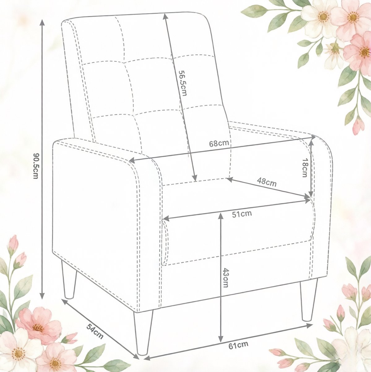 HAUSS SPOLE Fauteuil - Scandinavisch Design - Met Hoge Rugleuning En Armleuningen - Voor Woonkamer, Slaapkamer En Leeshoek - Stoffen Lichtgrijs