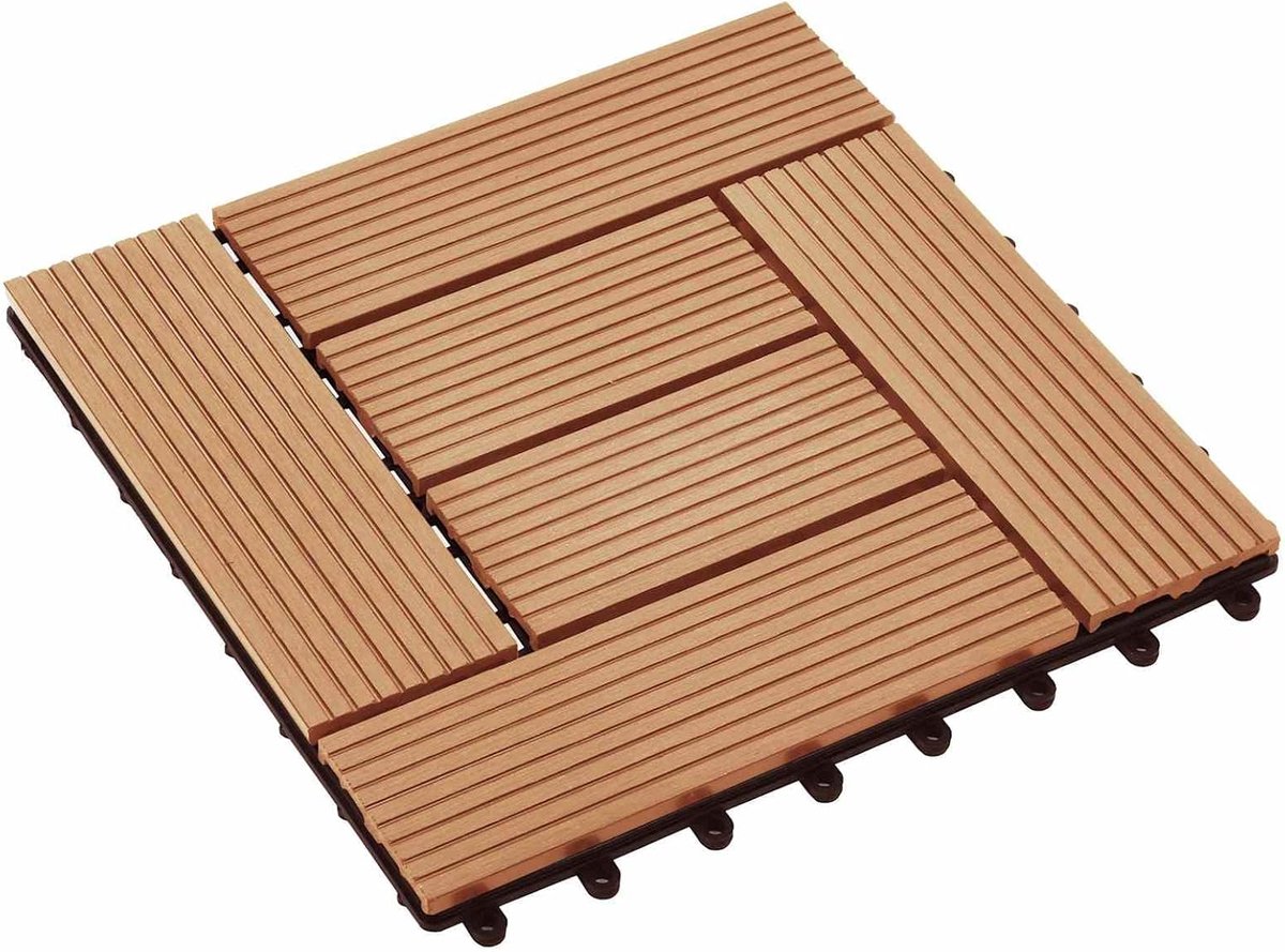Terrastegels - Vloertegels Buiten - Veranda Aankleden - WPC Composiet - 30 x 30 cm - Teak Bruin