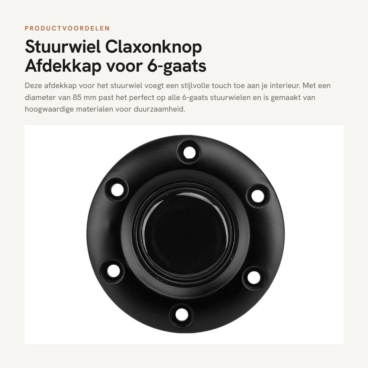 Dailygoods- Afdekkap 85 Mm Diameter - 6-gaats Stuurwiel - Premium Materiaal - Eenvoudige Installatie - Universele Pasvorm - Stijlvol Ontwerp - Naafdop