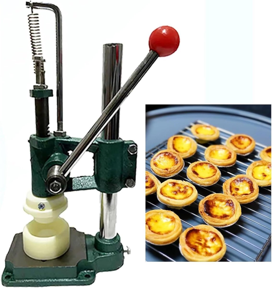 Eiertaart Persmachine - Taartbodem Maker - Desserts Maken - Arbeidsbesparend Hefboomontwerp - 12x20x42 cm - Zilver