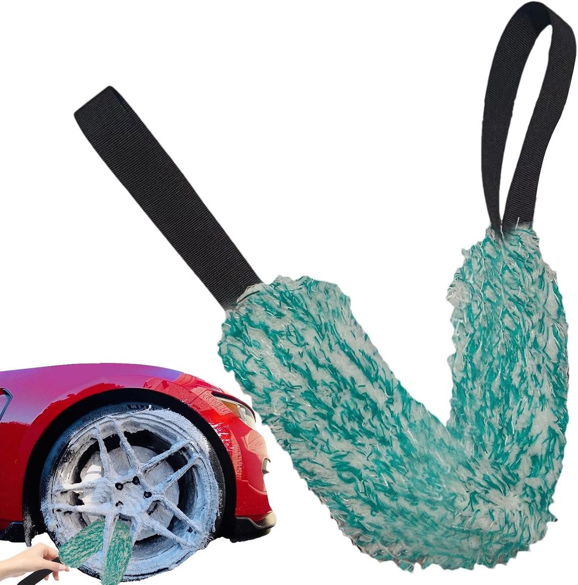 Autowas-droogdoekjes - Autodroogdoek wielborstel - Auto reinigen - Dubbelzijdig ontwerp - 36 x 8 cm - Groen