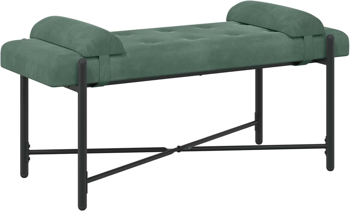 Knop-gestept Bankje - Moderne Zitbank - Woonkamer Decoratie - Zachte Fluwelen Bekleding - 110 x 40 cm - Zeegroen