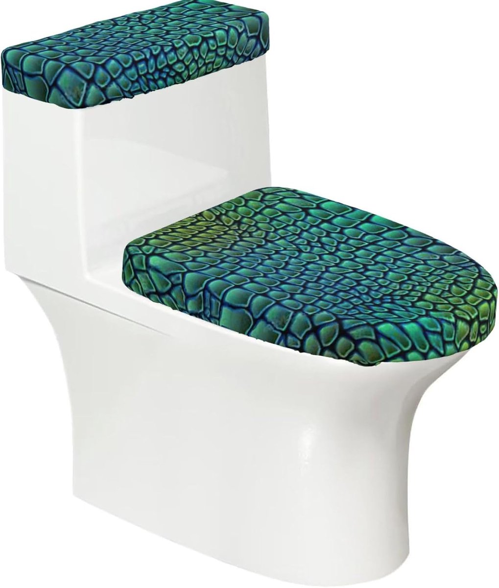 WC Dekselhoezen Set - Toilet Accessoires - Badkamer Decoratie - Elastische Rand - 2 Delig - Zwart