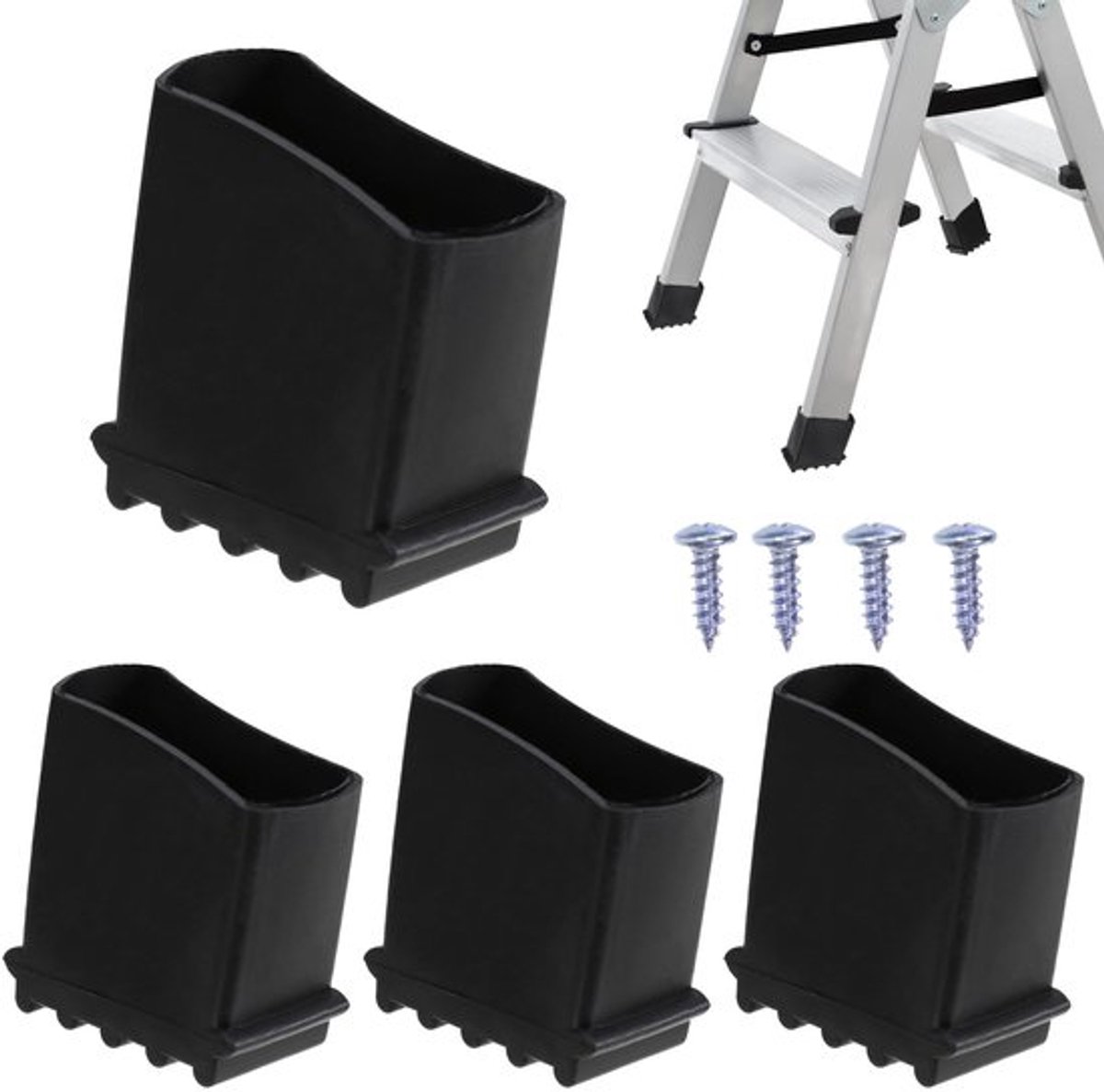 Dailygoods - Laddervoeten - Antislip rubberen ladderpoten - Zwart - Ladderkappen