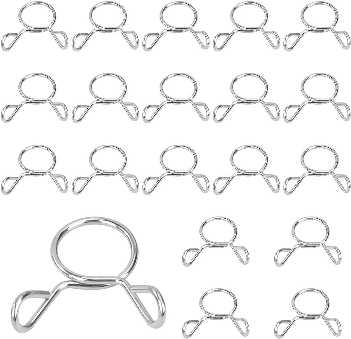 Dailygoods- Slangklem met dubbele veer - Slangklemmen - Roestvrij Staal 304 - 9 mm Brandstof - 20 Stuks - Veerklem Clip voor Slang - Slangclip