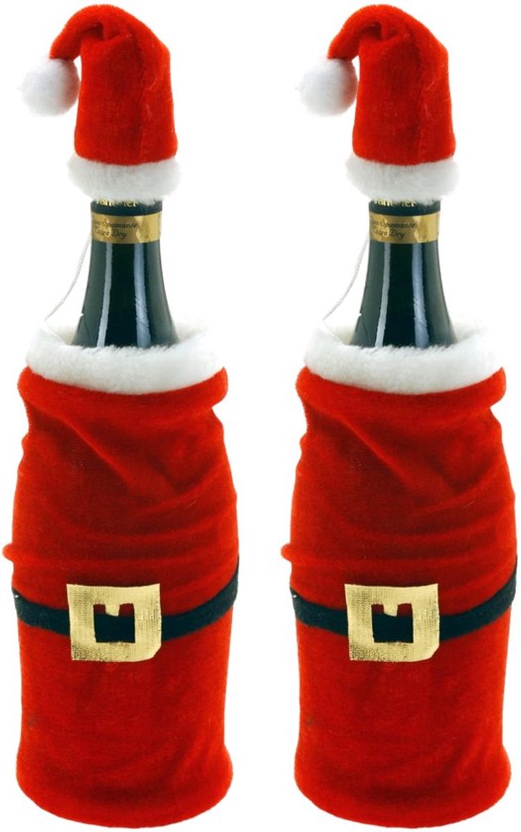 Set kerstman jas en flessenhoezer - Virtu Stylish