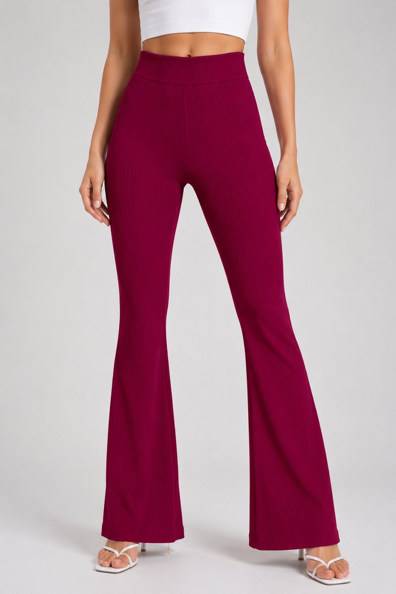 SparkNine Breezeflare dames legging - stijlvolle flare broek - XS - rood - lichtgewicht & ademend - hoge taille - flatterende pasvorm