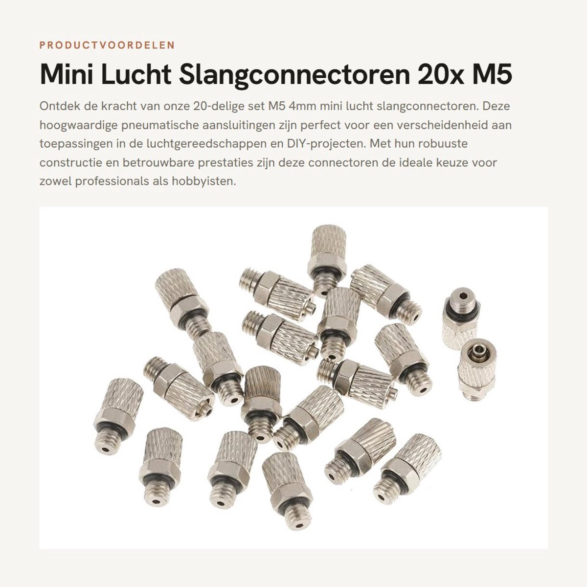 Dailygoods- Lucht Slang Aansluiting 20 Stuks - M5 Verbinder - 4 mm Draad - Schokbestendig - Duurzaam - Hoge Drukbestendigheid - Pneumatische Connectoren