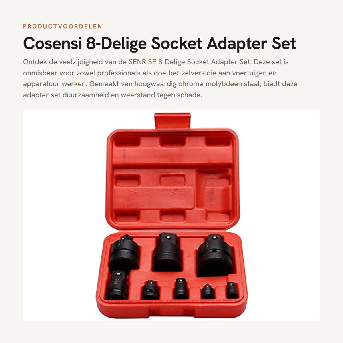 Dailygoods - 8-Delige Socket Adapter Set 1/4" tot 1" voor Onderhoud Voertuigen
