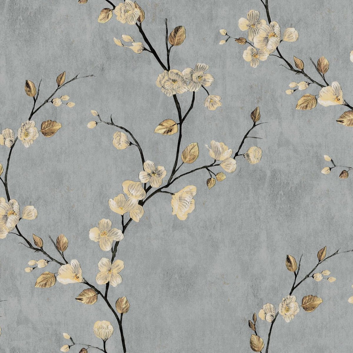 Zelfklevend Behang Bloemen Waterverf Bladeren 44 x 1000 cm - Vintage Decoratief - Versterkte Hechting - ShopVlot