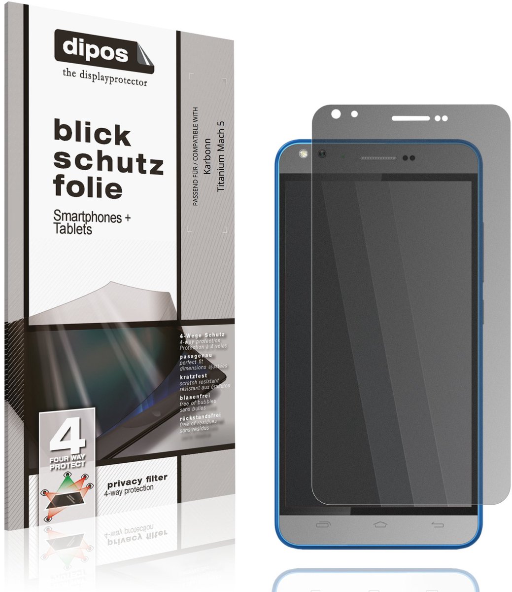 dipos – Matte Privacy Screenprotector geschikt voor Karbonn Titanium Mach 5 | Anti-Spy Beschermfolie