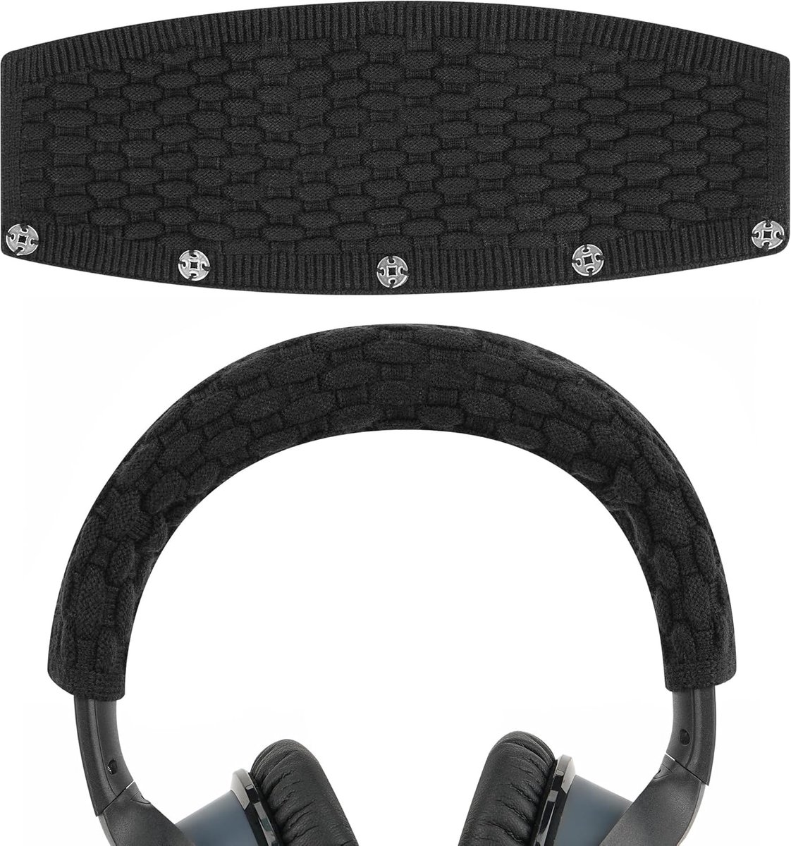 SnelShoppen - Geekria Gebreide Hoofdband Cover - Vervangende Beschermhoes voor Hoofdtelefoons - Geschikt voor QC35 II, QC25, QC15, QC2 - Zwart - Verbe