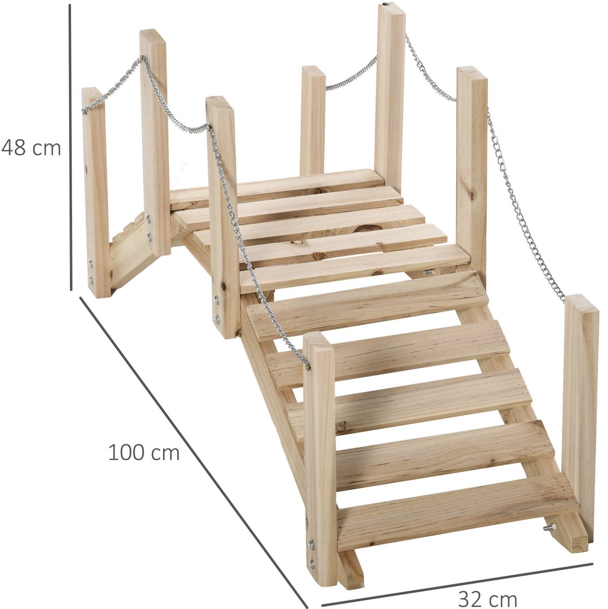 1 stuk - Tuinbrug - Vijferbrug - Houten voetgangersbrug - Tuindecoratie - 100x 32 x 48 cm