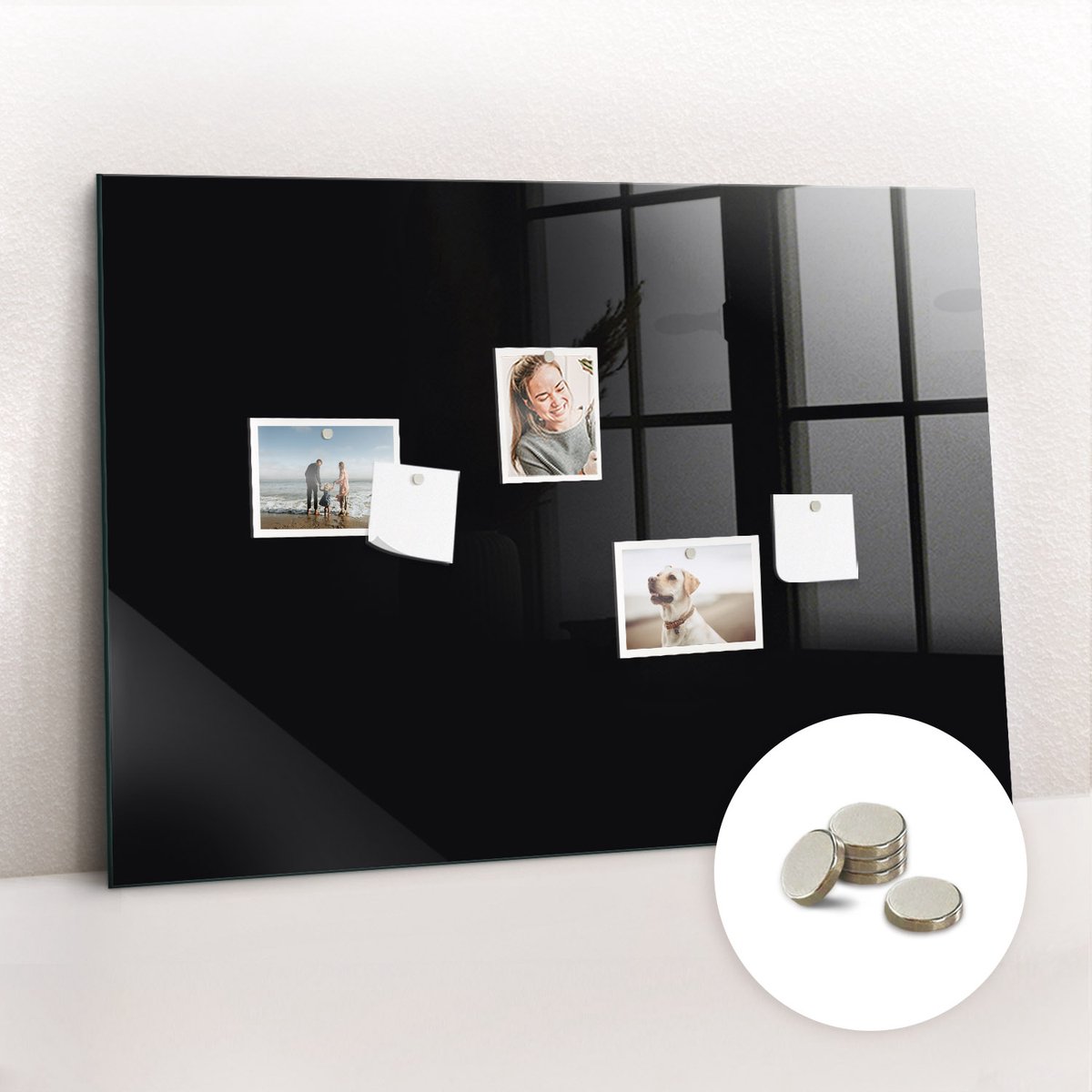 Tulup Glassboard - Zwarte kleur Magneetbord - 100 cm x 70 cm - Memobord Keuken - Design Memobord - Memo Bord Zwart - Inclusief Gratis Magneten - Memobord Magnetisch - Foto Magneetbord