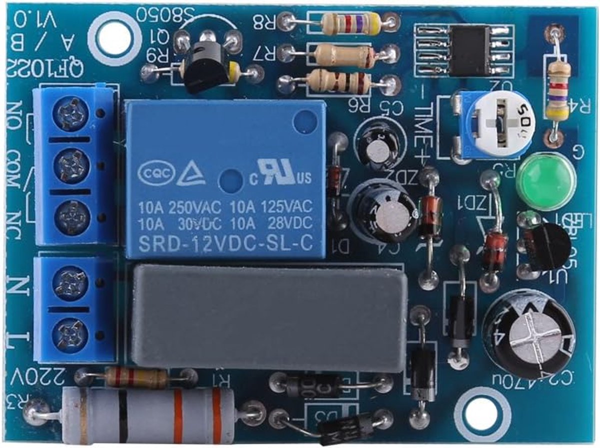 SnelShoppen - AC 220V On/Off Timer Relay Module 10A 250V AC / 10A 30V DC - Hoogprecisie met instelbare tijdsintervallen van 0-10 minuten - Betrouwbare