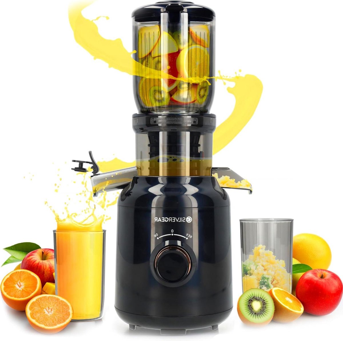 Slowjuicer - Sapcentrifuge Elektrisch - Gezonde Sappen Maken - Krachtige Motor 60 RPM - 450 Milliliter - Zwart