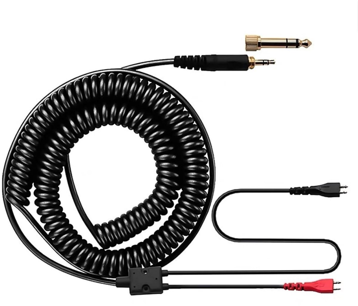 SnelShoppen - HD 25 Vervangingskabel voor HD25/560/540/480/430 Hoofdtelefoons, 2m Spiralkabel met 3.5mm en 6.5mm Koper Geplateerde Stekkers