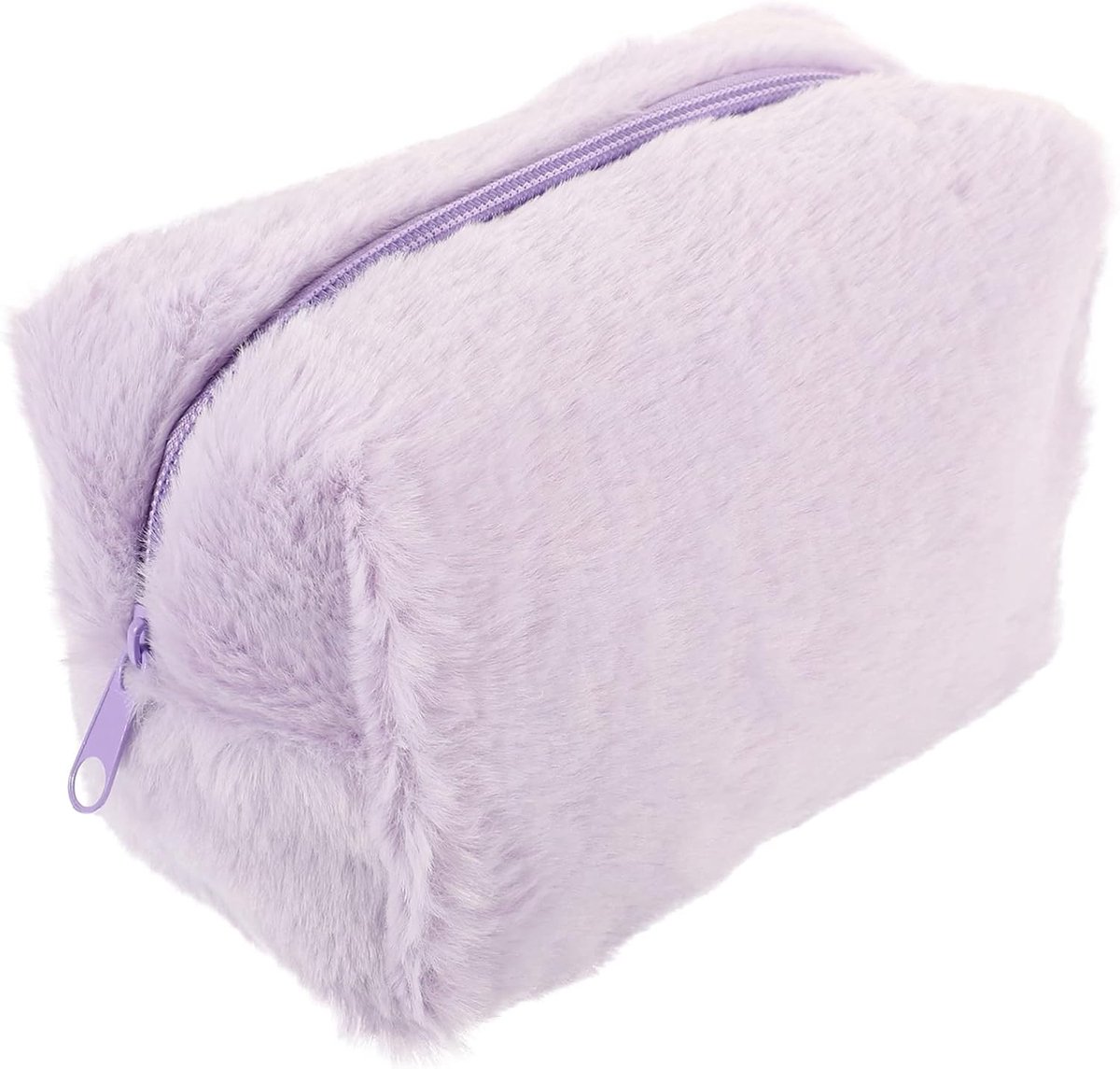 Pluche Make-up Tas - Cosmetische Rits Zak - Reizen Organiseren - Zacht Pluche Materiaal - 18 x 9.5 cm - Paars