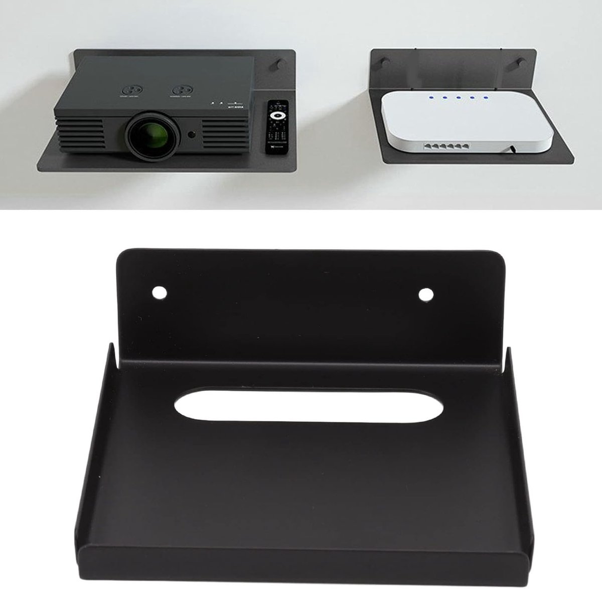 Wandplank voor projector en router - Dikke wandbevestiging - Floating shelf - Ideaal voor kabelopslag - ShopVlot
