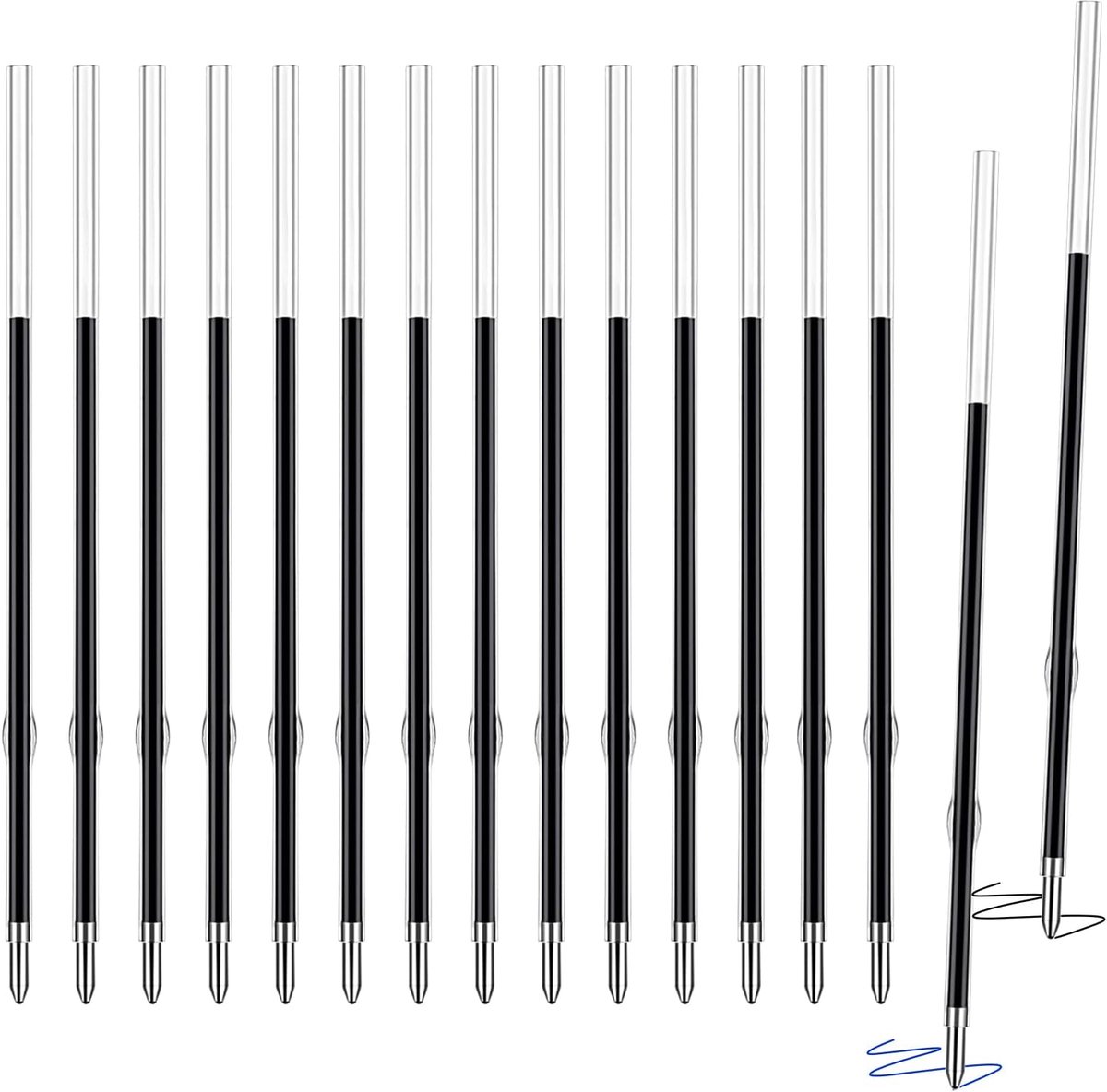 SnelShoppen - 60 Stuks Balpen Navullingen, Blauw en Zwart, 1 mm Lijndikte, Retractable Pen Navullingen, Lichtgewicht Kunststof, Voor Formulieren, Noti