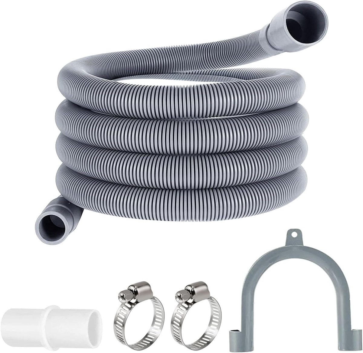 SnelShoppen - Afvoerslang voor Wasmachines, Afvalwater Slang Verlenging 2 m x 20 mm, Universele Afvoerslang, Verlengset voor Wasmachine, Vaatwasser, D