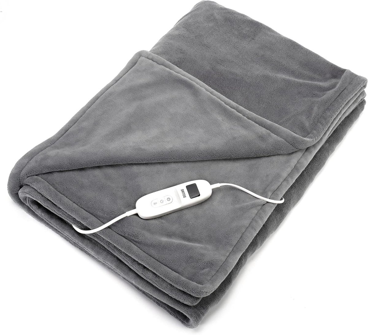 Elektrische Bovendeken - Omslagdeken Persoons - Bed Voorverwarmen - 9 Warmtestanden - 180x160 cm - Licht Grijs