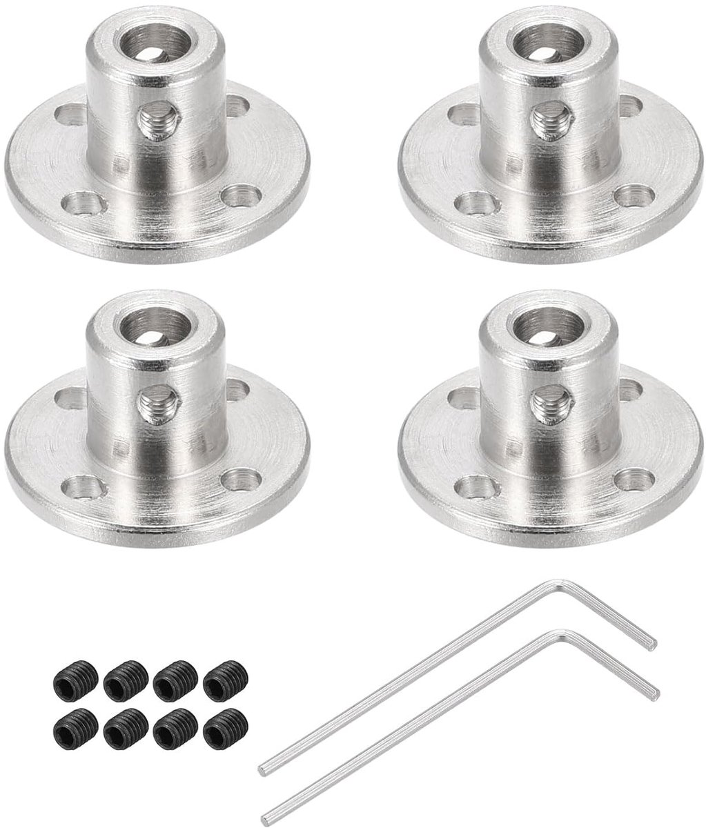 SnelShoppen - 5mm Rigid Flens Koppeling Motor Coupler met 8 Stuks M1.5 Zeskante Schroeven voor DIY Stappenmotoren - 4 Stuks