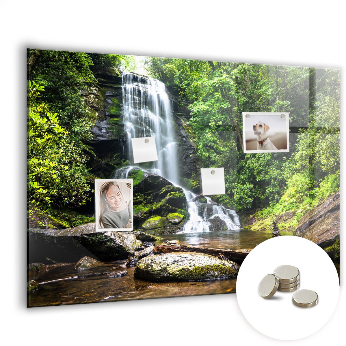 Coloray Glazen Magneetbord - Magnetisch Bord De inscriptie familie - 100x70 cm - Veelkleurig Magneetbord - Magnetic Board - Memobord