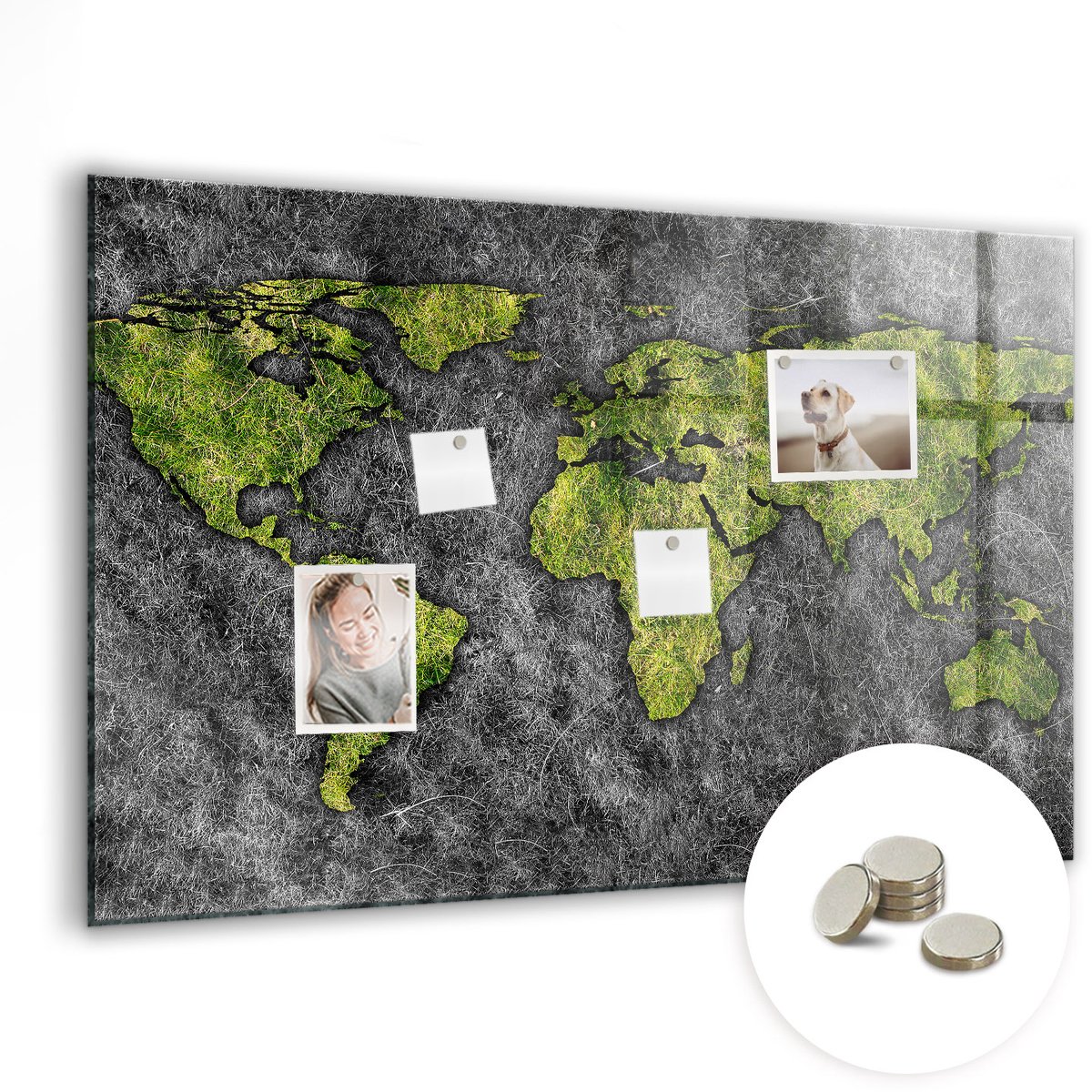 Coloray Glazen Magneetbord - Magnetisch Bord Grote wereldkaart - 90x60 cm - Groente Magneetbord - Magnetic Board - Magneetbord Design
